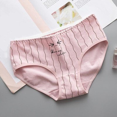 

Funny Women Briefs Cotton Blends Beathable Colorful Cartoon Patterns Stripes Letters Print Underwear