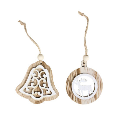 

2PCS Wooden Christmas Pendant Xmas Tree Hanging Drop Ornament Holiday Party Decor Supplies tree hanging ornaments