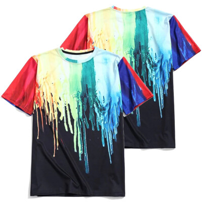 

Toponeto Men Summer Fashion Casual Printing Short-Sleeve Color Splashing-ink T-Shirt Tops