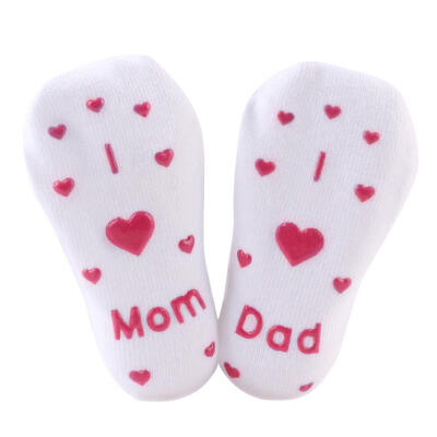 

Cute Kids Boys Girls Heart Letter Print Cotton Socks Infant Anti-slip Socks