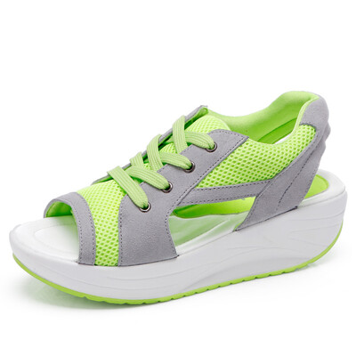 

LZJ Muffin Bottom Sandals Thick Bottom Slope Breathable Rocking Shoes Female Mesh Shoes Comfortable Casual shoes plus size 35-41