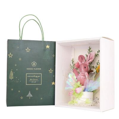 

New Hot Wishing Light Rabbit Decor Light Dry Flowers Gift Box Home Garden Festive Party Supplies Artificial Decorations
