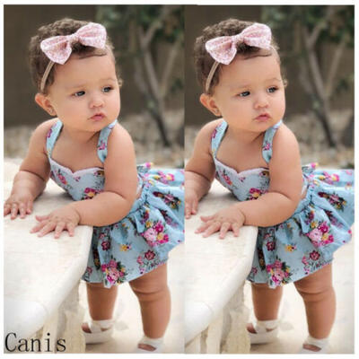 

Newborn Baby Girls Floral Ruffled Dress Romper One-piece Bodysuit Sundress Canis