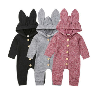 

US Newborn Baby Girl Boy 3D Ears Hooded Romper Bodysuit Jumpsuit Outfits Clothes