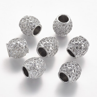 

Alloy European Beads Large Hole Beads Barrel Silver 11x11mm Hole 5mm