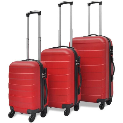 

3 Piece Hardcase Trolley Set Red