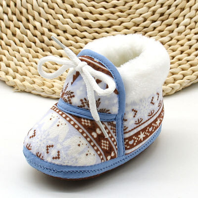 

Cute Baby Shoes Spring Warm Soft Baby Retro Printing Shoes Cotton Padded Infant Baby Boys Girls Soft Boots 6-12M