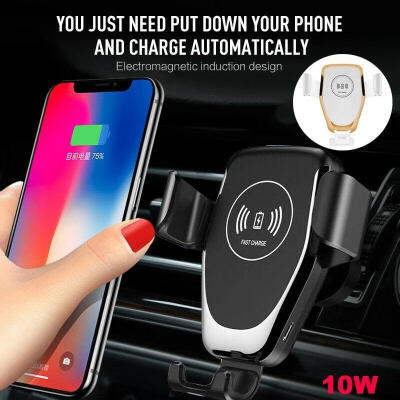 

10W Qi Wireless Charger Car Air Mount Holder For iPhone X 8 Samsung S9