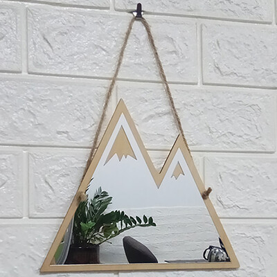 

Gobestart Nordic Wood Acrylic Mirror Cartoon Wall Camera Props Kids Room Wall Decoration A