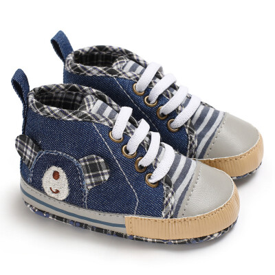 

Denim Cartoon Baby Shoes Canvas Plaid Casual Baby Boys Girls Shoes Autumn Cotton Soft First Walkers Fashion Boys Girl