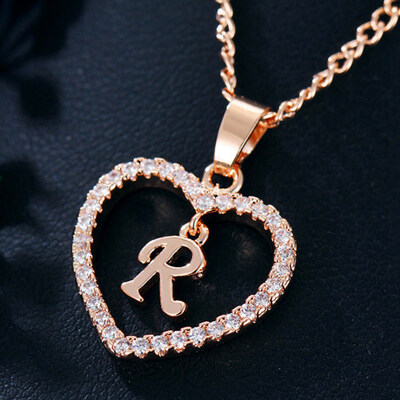 

Womens Heart Pendant Necklace with Cubic Zirconia&Letter Pendant Necklace Gift for Women or Girls