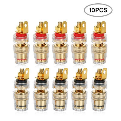 

4mm Gold Plated Banana Plug Pin Socket Connector Terminal Binding Post for Amplifier Loudspeaker 10Pcs RedBlack