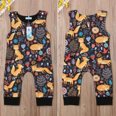 

US Stock Newborn Baby Girl Boy Fox Print Romper Jumpsuit Outfits Summer Clothes