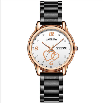 

Net red double calendar week belt watches female students love temperament fashion watches womens steel waterproof womens watche