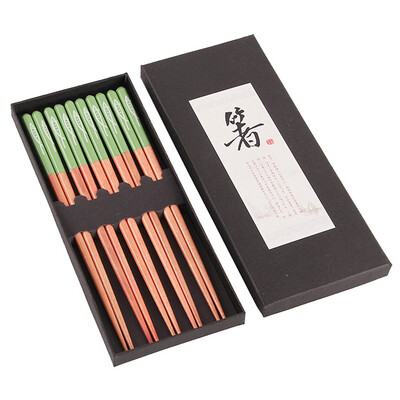 

Toponeto Wooden Chopsticks Set Manual Household Pointed Chopsticks 5 Double Gift 23cm