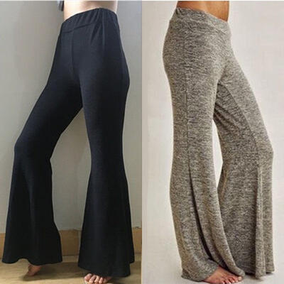 

Fashion Womens Casual Slim High Waist Flare Wide Leg Palazzo Long Trousers Pants
