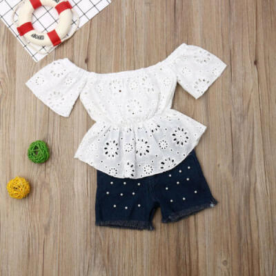 

USA 2PCS Toddler Kids Baby Girl Summer Clothes T-shirt TopsPants Set Outfits