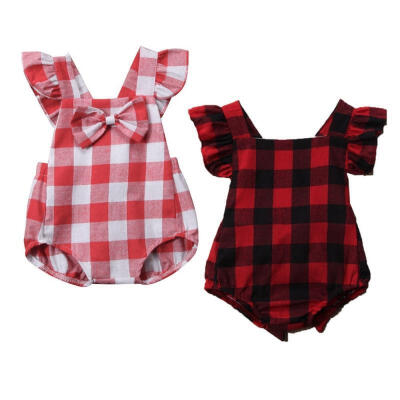 

Newborn Baby Girls Romper Plaids&ampCheck Bodysuit Jumpsuit Clothes Sunsuit Outfits Fit For 0-18M