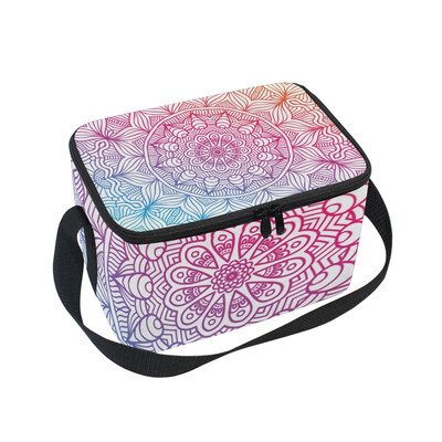 

ALAZA Insulated Lunch Box Colorful Bohemia Lunch Bag for Men Women Portable Tote Bag Cooler Bag