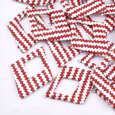

Handmade Raffia Woven Big Pendants with Iron & Aluminum Findings Rhombus Platinum Red 69x485x4mm Hole 18mm