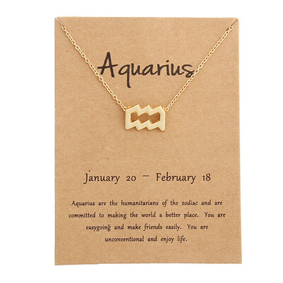 

12 Constellation Zodiac Sign Pendant Necklace Gold Short Chain Choker Leo Libra Necklaces for Womens Girl Jewelry Birthday Gift