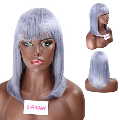 

Gobestart Mix Lubricious Bobo Wig Head Covers Inclined Bang To Buckle Inside Long Wig