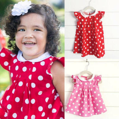 

Cute Kids Baby Girls Polka Dot Summer Dresses Toddler Sundress Outfit Dress 0-4Y