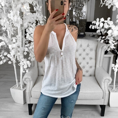 

Womens Summer Tanks Tops Vest Blouse Cami Camisole Ladies V Neck Solid Color