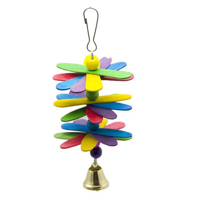 

Parrot Toy Wood Flower Bird Climb Chew Bite Hanging Cage Swing Toys wBell