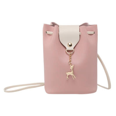 

Fashion Women Deer Pendant Shoulder Bags PU Leather Crossbody Bucket Bag