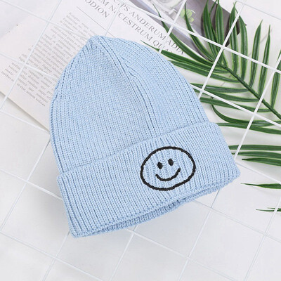 

Girl Baby Boy Soft Beanie Hat Embroidered Crochet Knit Hat Candy Color Smile Cap