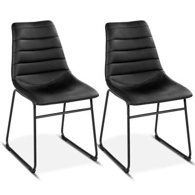 

Set of 2 PU Leather Vintage Dining Side Chairs with Metel Legs-B