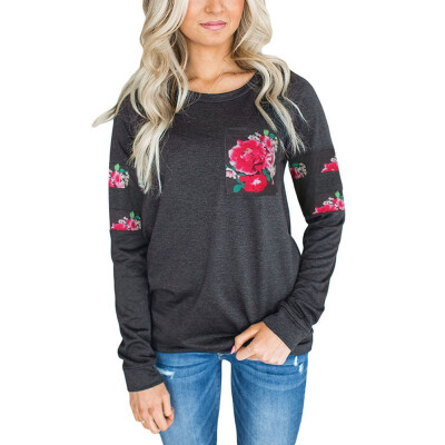 

Women Casual O-neck Floral Print Fashion Sweatshirt Autumn Winter European American Women T-shirt Blusas Femininas