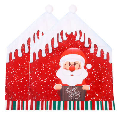 

Gobestart 2pc Christmas Decoration Chair Covers Dining Seat Santa Claus Home Party Decor