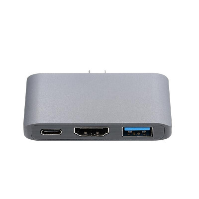 

Type-C to HDUSB31 Multi-port Adapter 3-in-1 Hub Converter 4K UHD Fast Data Transfer for Projector USB Driver Phone Silver