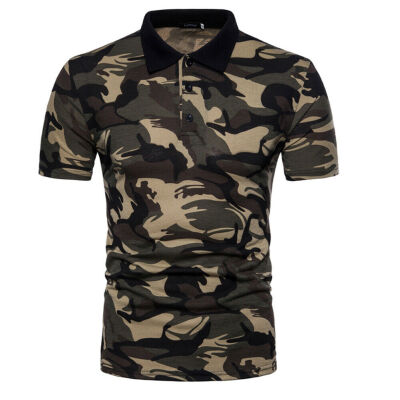 

Mens Camo Shirt Short Sleeve Top Casual Sports Slim Fit T-shirt Muscle Tee