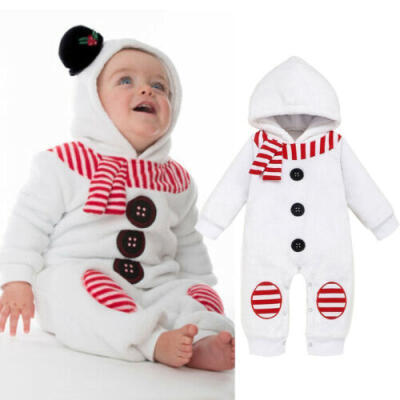 

Christmas Newborn Baby Girl Winter Clothes Fleece Snowman Romper Bodysuit Outfit