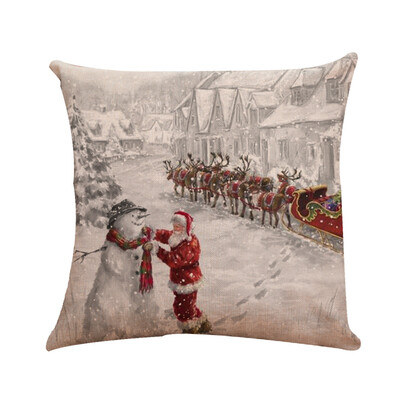 

Siaonvr 18 Xmas Cotton Pillow Case Linen Cushion Cover Merry Christmas Home Decoration