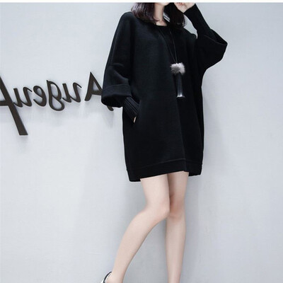 

Tailored Women Autumn Fashion O-Neck Fake Two-Piece Long Sleeve Pocket Pure Color Dress