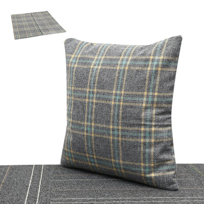 

Double-sided Printing Linen Decorative Pillows Case Checked Plaid Cushion Cover for Sofa Cojines Decorativos Para Sofa