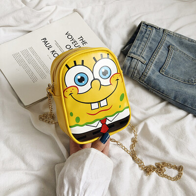 

Cartoon cute sponge baby chain bag 2019 new fashion wild Messenger bag super cute big star shoulder bag