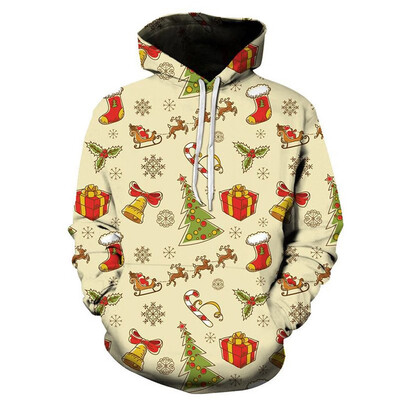 

Toponeto Mens Happy Christmas 3D Printed Long Sleeve Shirt Round Neck Blouse Top Hoodies
