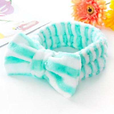 

Big Bow Dot Striped Soft Towel Hair Band Head Wrap Headband Bath Spa MakeUp Fine