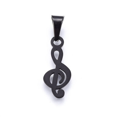 

304 Stainless Steel Pendants Musical Note Gunmetal 26x11x2mm Hole 10x5mm