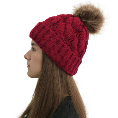 

Tailored Women Casual Solid Stitching Outdoor Plush Ball Hats Crochet Knit Beanie Cap