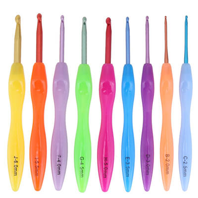 

9pcs Colour Handle Crochet Hook Set Suit Wool Knitting Weaving Needles Kit
