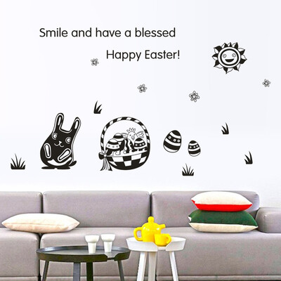 

〖Follure〗Happy Easter Rabbit Vinyl Decal Art Wall Sticker DIY Home Room Decor