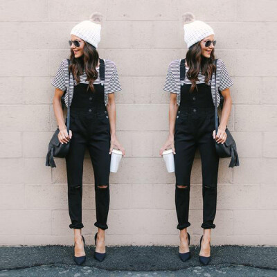 

Tailored Women Loose Denim Bib Hole Pants Overalls Jeans Demin Trousers Jumpsuit