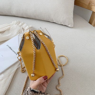

Tailored Womens Fashion Transparent Chain Bag Patchwork Package Chain Bucket Bag