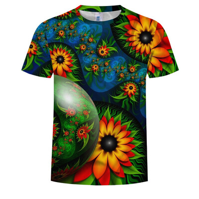 

Toponeto Mens Funny 3D Floral Printed Short Sleeves Fashion T Shirts Tops Blouse Tee